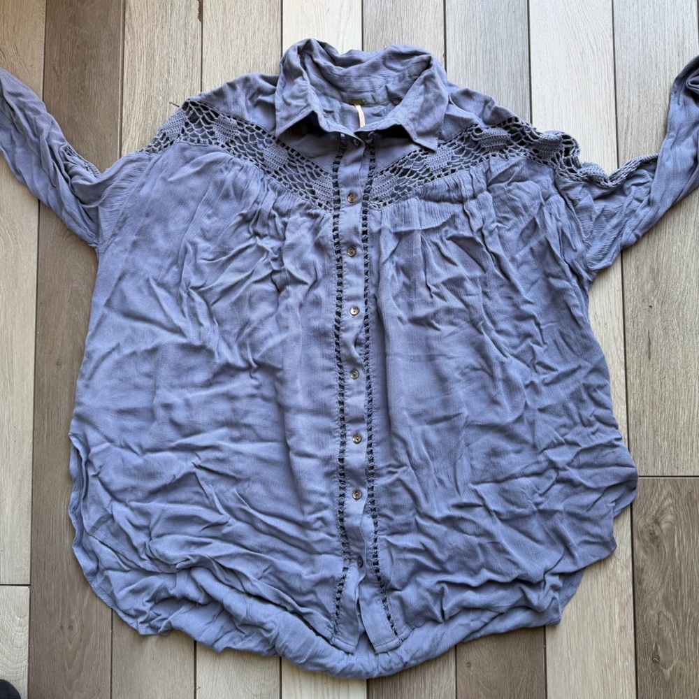 FP Movement by Free People Lavender Button-Up Blouse - Picture 3 of 6